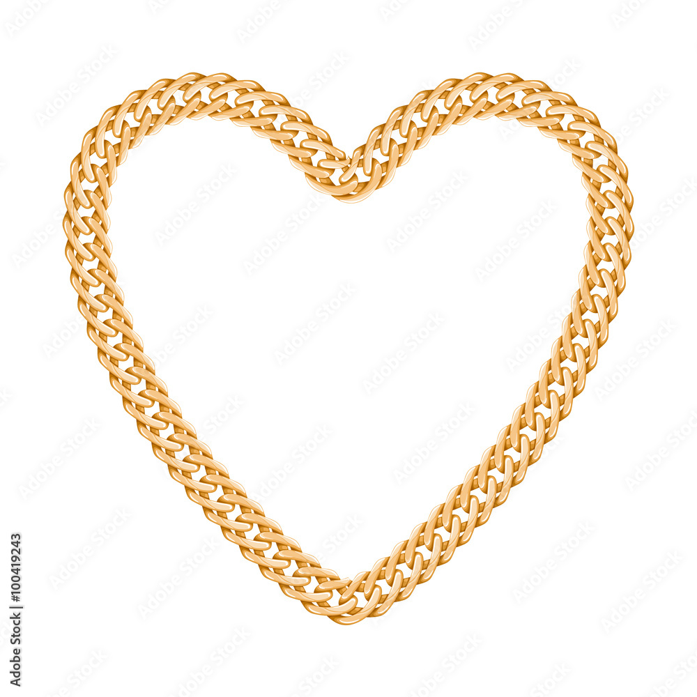 Obraz premium Thik golden chain - heart frame.