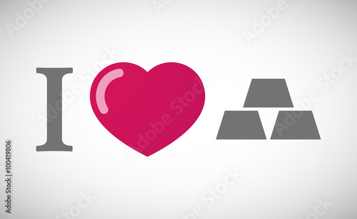 "I love" hieroglyph with three gold bullions