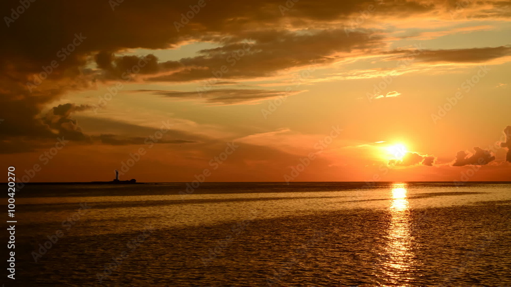 Sunset at pier and a passing ship
Sunset at pier and a passing ship