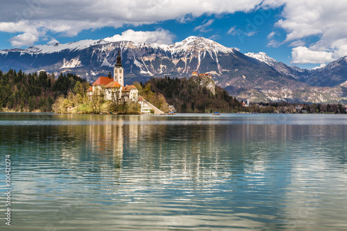 Bled Lake,Island,Church,Castle,Mountain-Slovenia