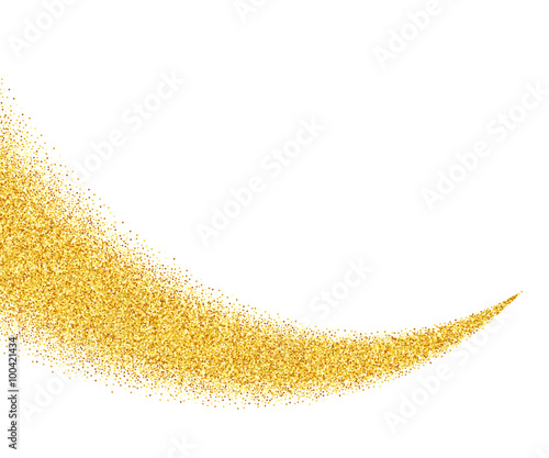 Vector gold glitter wave abstract background, golden sparkles on white background, vip design template