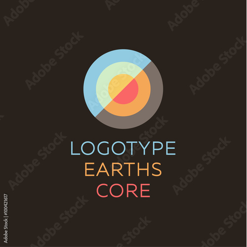 Earths crust the core section abstract geodesic flat icon logo sign of good quality
