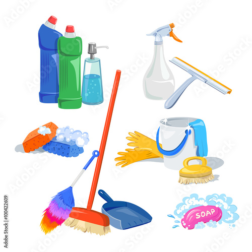 cleaning products isolated