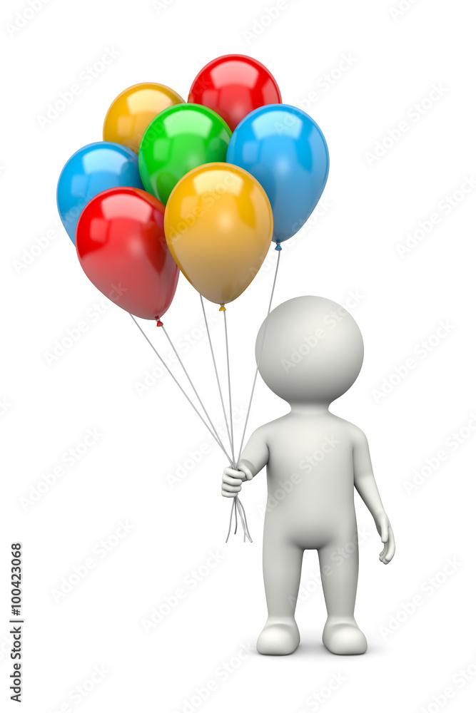3D Character with Bunch of Balloons 3D Character with Bunch of Balloons