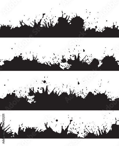 Seamless grunge border with splashes and drops 