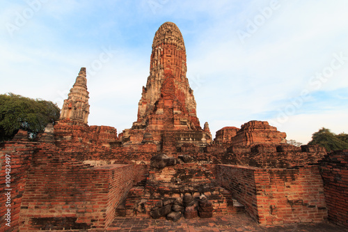 The Beautiful Ancient Temple  A broken Buddha  Stupa at Wat Phra Ram Ayutthaya