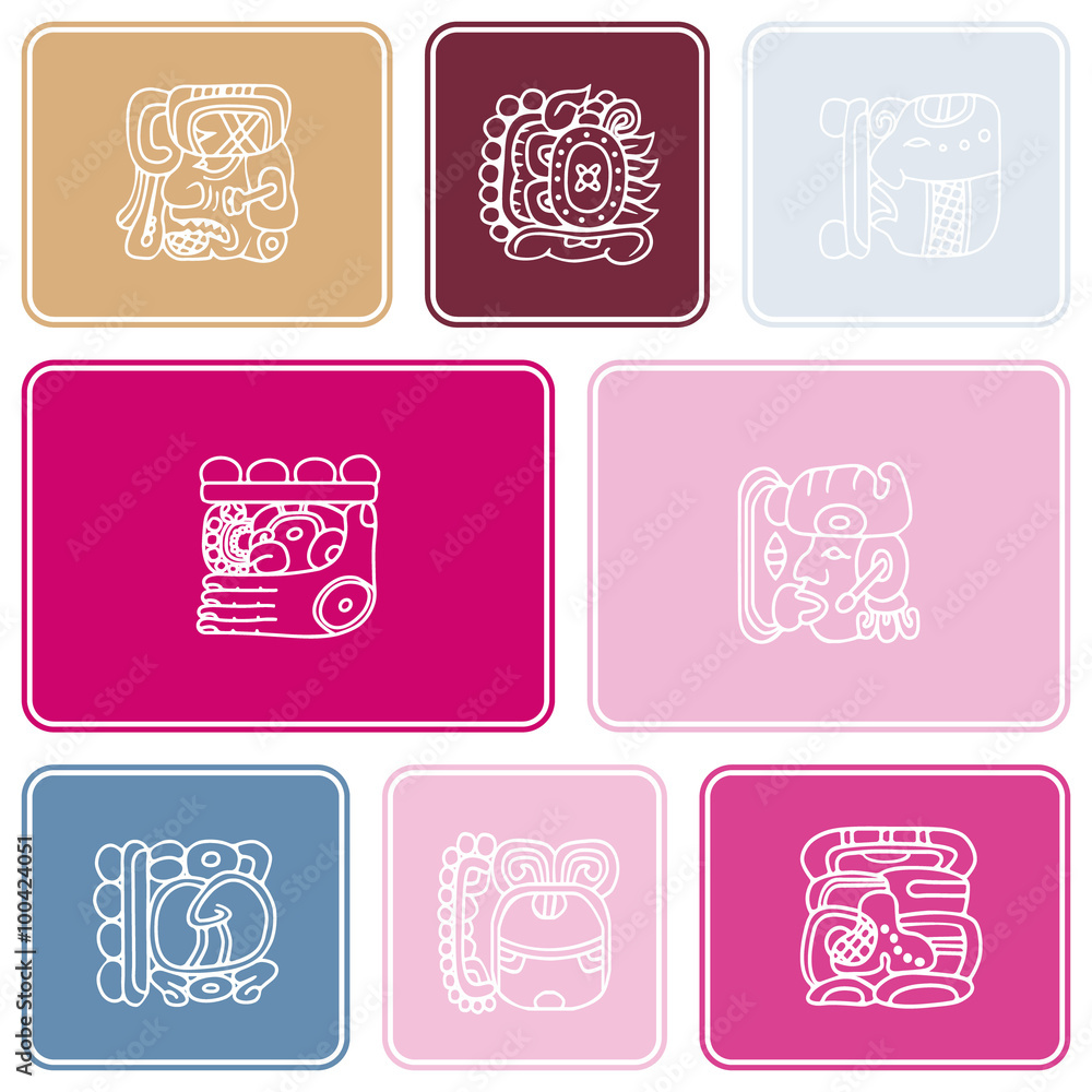 Seamless background with glyphs of the Maya Night Lord for your design Seamless background with glyphs of the Maya Night Lord for your design
