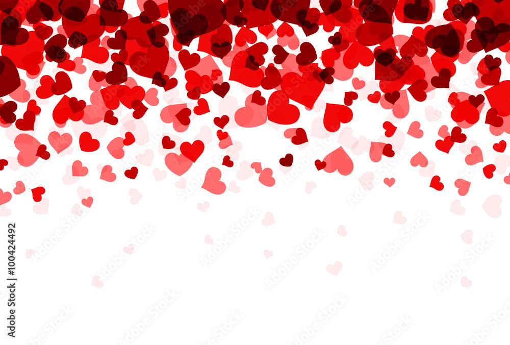 Background with red hearts. - obrazy, fototapety, plakaty 