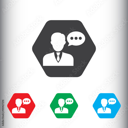 Speaking man icon. Man with...