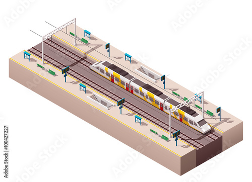 Vector isometric train station