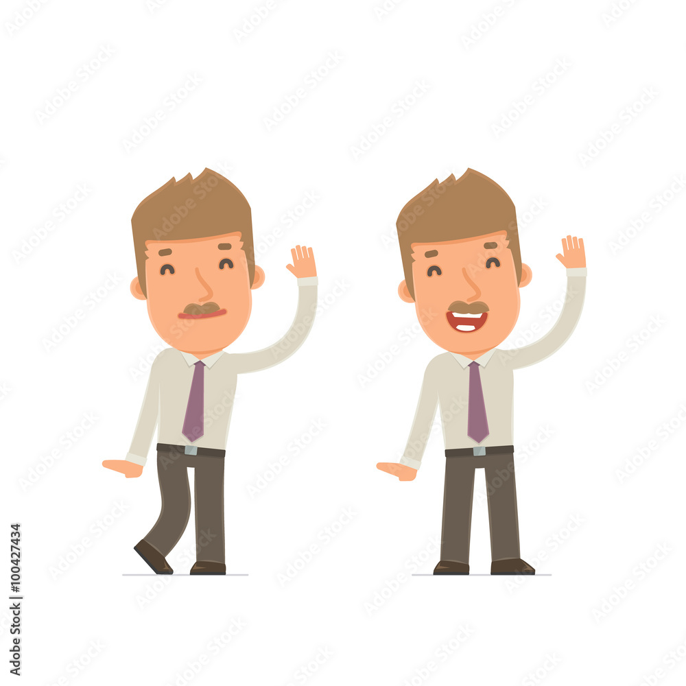 Funny and Cheerful Character Broker welcomes viewers Funny and Cheerful Character Broker welcomes viewers