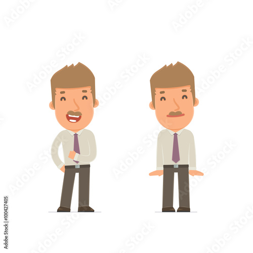 Funny Character Broker in confident and shy poses