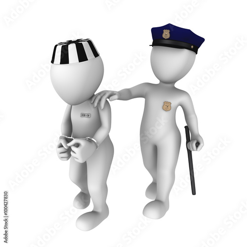 The policeman escorts the prisoner