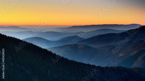 Czech mountains, sundown