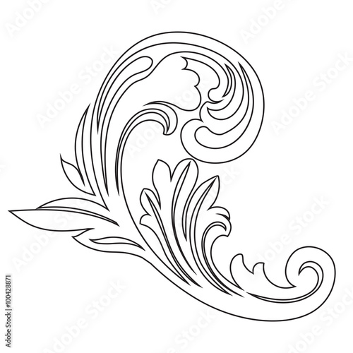Vintage baroque frame scroll ornament engraving border floral retro pattern antique style acanthus foliage swirl decorative design element filigree calligraphy vector