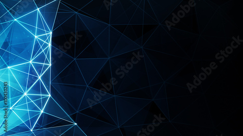 glowing blue polygon backgr...