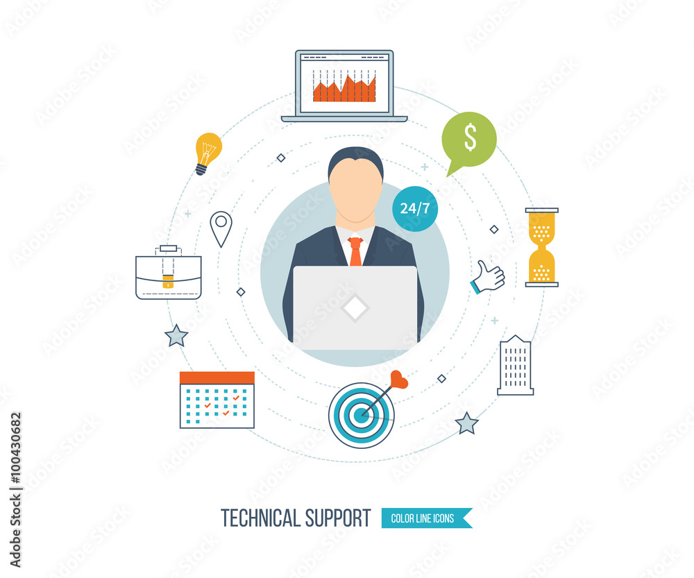 Technical support flat illustration. Technical support flat illustration.