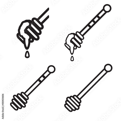 Honey dripper icon in four variations. Vector eps 10.