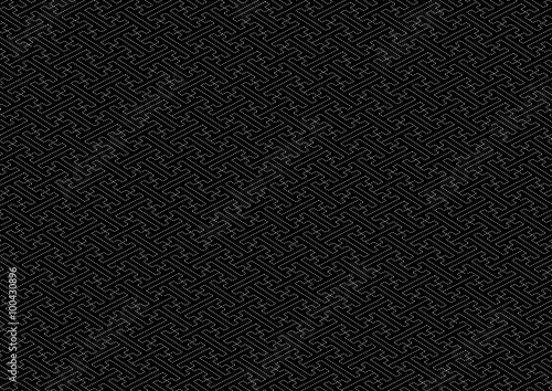 紗綾形模様のイラスト:  黒背景に点線模様