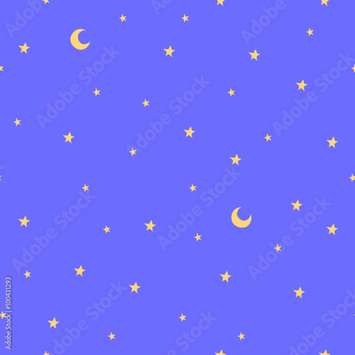 Seamless pattern with stars and moon. Good night!