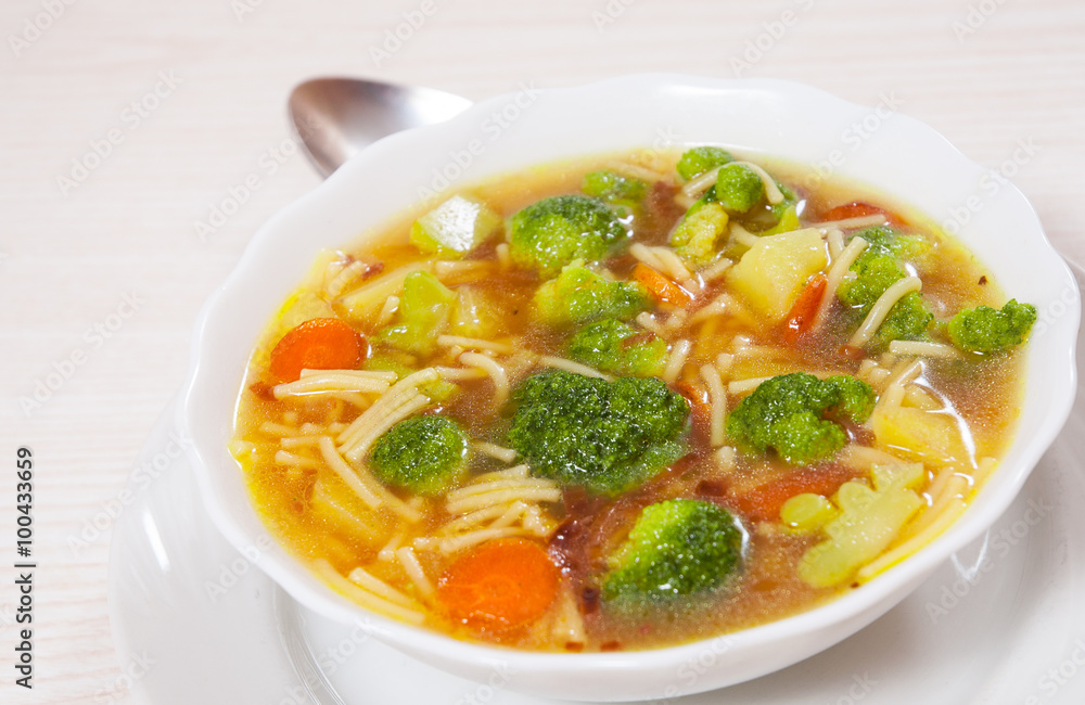 Fresh vegetable soup with noodles Fresh vegetable soup with noodles