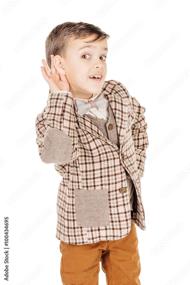 Portrait adorable young happy boy looking at camera isolated on Portrait adorable young happy boy looking at camera isolated on