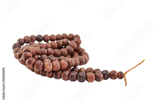 Wood beads on white background