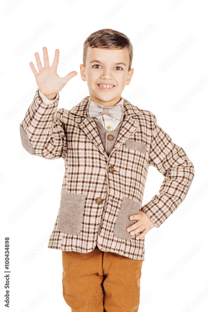 Portrait adorable young happy boy looking at camera isolated on Portrait adorable young happy boy looking at camera isolated on