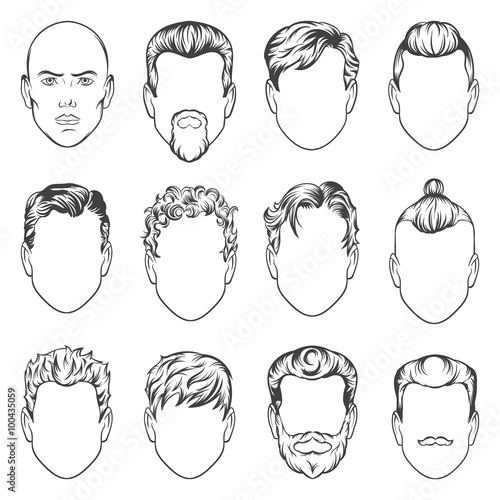 men hairstyles. vector illustration.