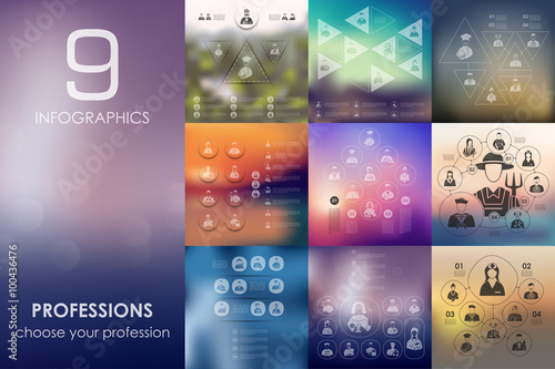 professions infographic with unfocused background