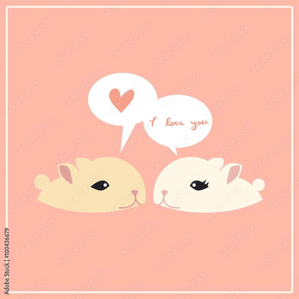 couple rabbit say I love you, vector animal, valentine's day couple rabbit say I love you, vector animal, valentine's day