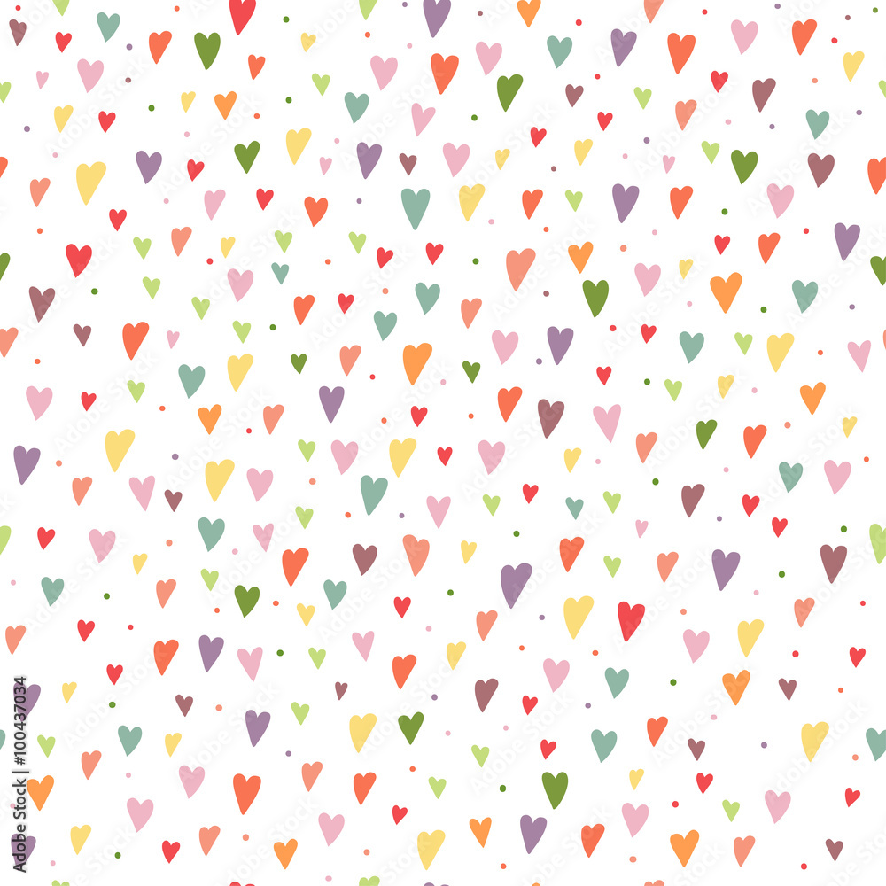 Cartoon seamless background with colorful hearts and circles bac Cartoon seamless background with colorful hearts and circles bac