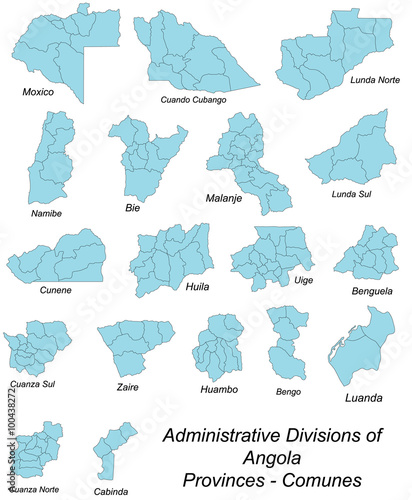 Large and detailed maps of all provinces and comunes in Angola.