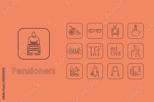 Set of pensioners simple icons