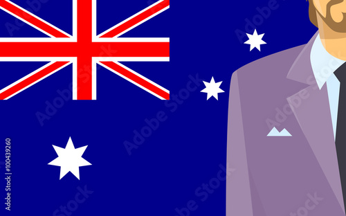 Australia Flag Businessman Suit Politic Flat