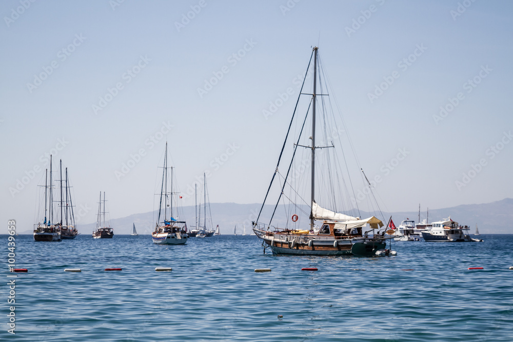 Touristic Sail Boats Near the Beach of Bodrum
