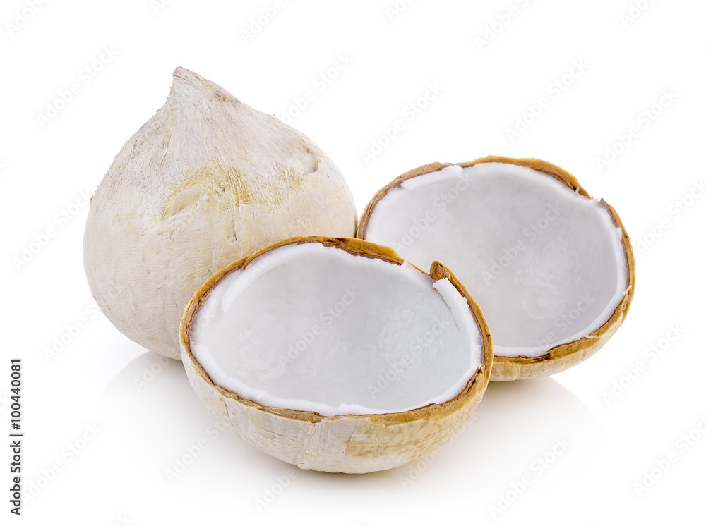 boil coconut on white background boil coconut on white background