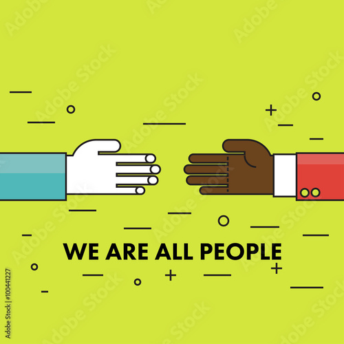 We are all human. Flat thin line Motivational poster.
