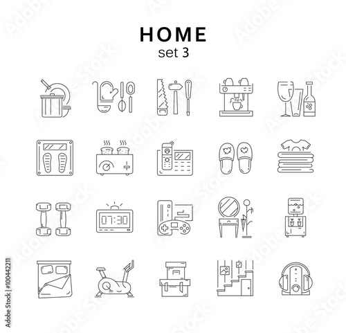 House related icons set 3, home appliance, vector illustration,
