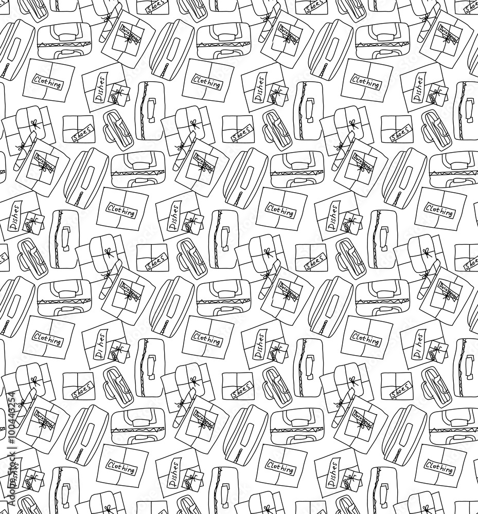 Luggage things boxes cargo seamless pattern.  