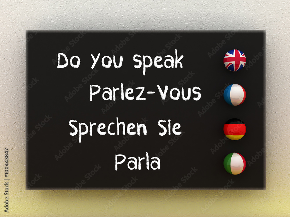 Do you speak English, France, German, Italian on board. Business and  education concept. Language school classes for foreign languages. Stock  Illustration | Adobe Stock