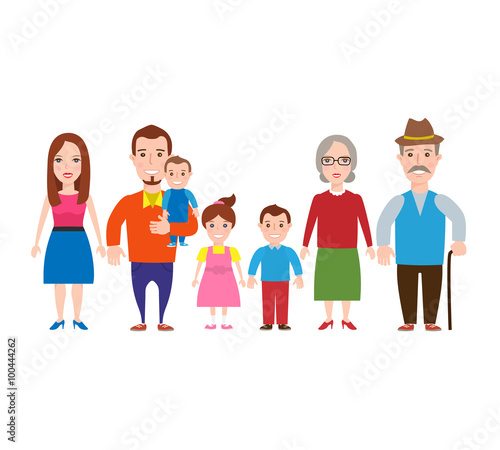 happy big family isolated on white background