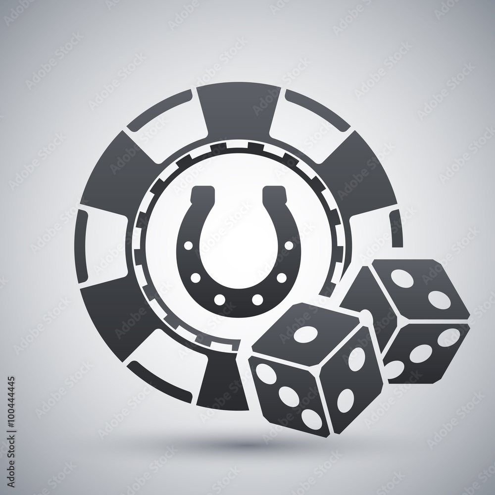 Casino chips with two dices, stock vector Casino chips with two dices, stock vector