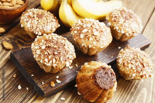 Homemade banana muffins with almond