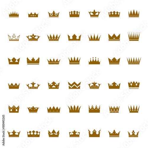 Wallpaper Mural Set of golden vector crowns and icons Torontodigital.ca