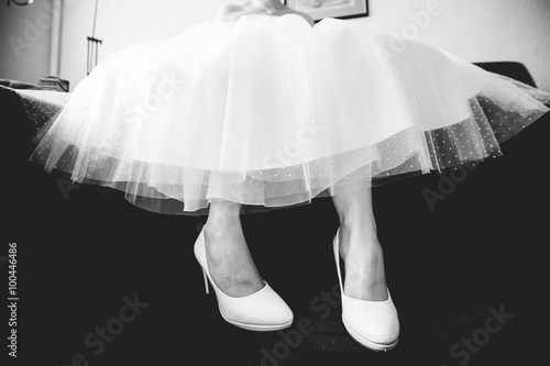 Gorgeous stylish happy elegant bride getting prepared 