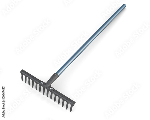Fotografie Garden rake isolated on white background. 3d illustration