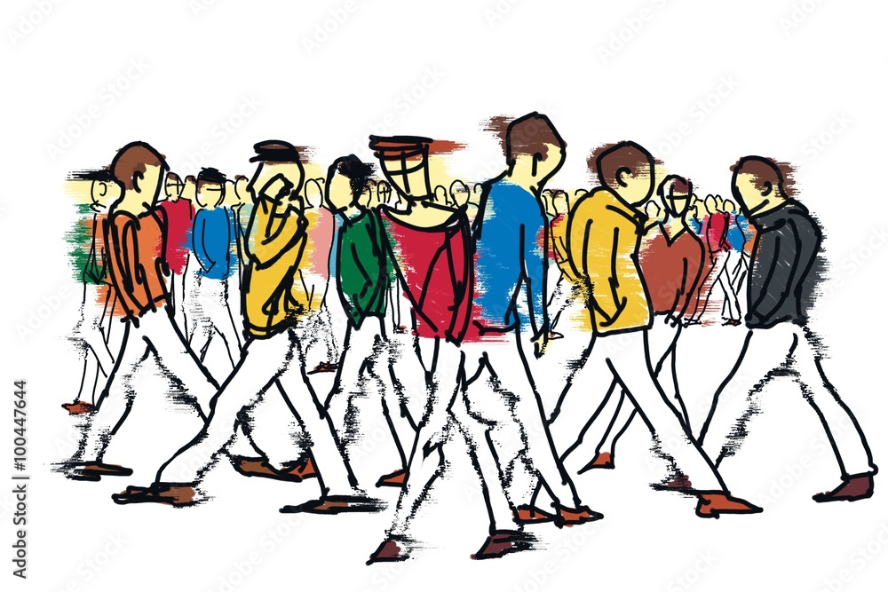 people walking cartoon drawing/people walking cartoon drawing Stock  Illustration | Adobe Stock