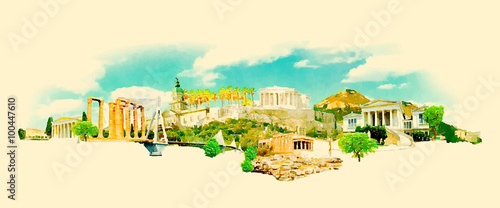 watercolor ATHENS city illustration