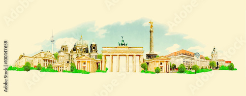 vector watercolor BERLIN city illustration